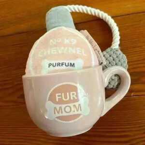 Mother's Day Dog/Animal Squeaky Toy And Mug For Mom Pink And Gray